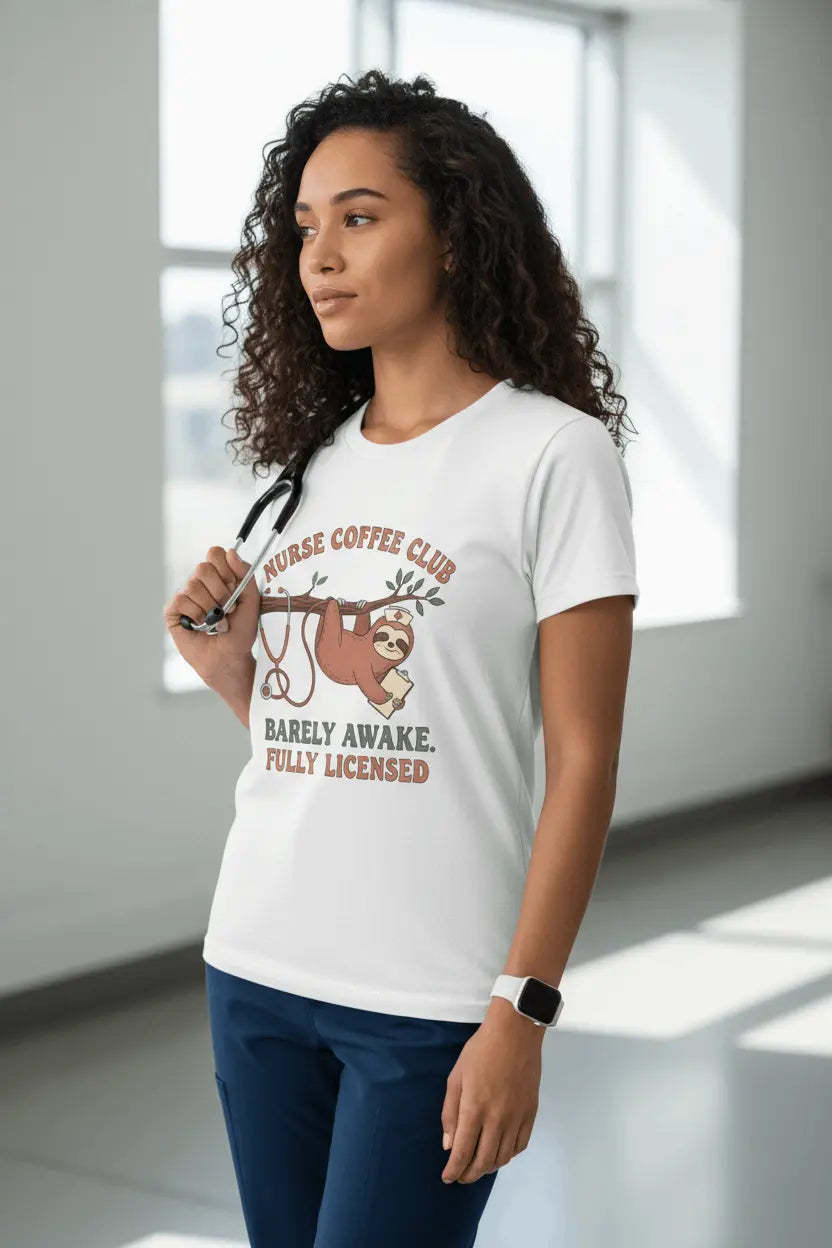 Nurse Coffee Club Tee — "Barely Awake, Fully Licensed" Funny Nurse Shirt - YOUSTOMIZE