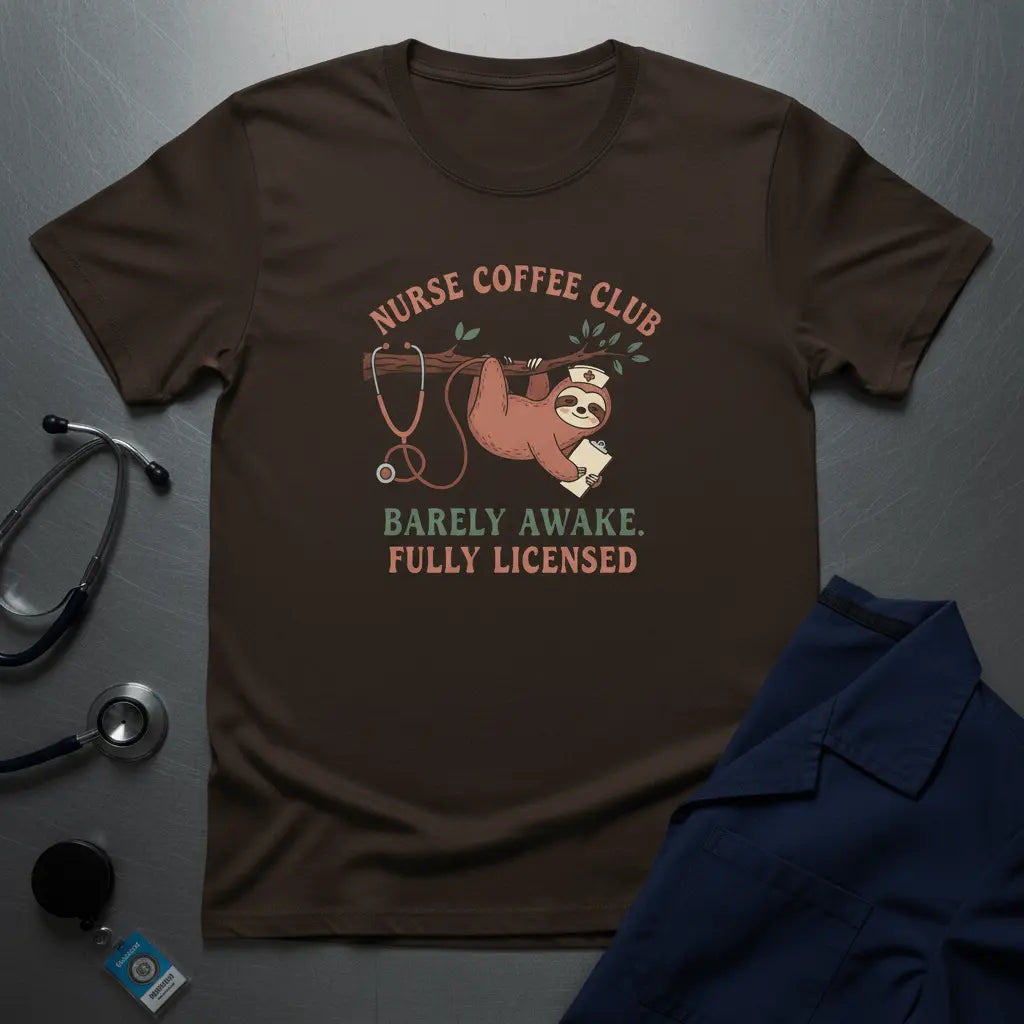 Nurse Coffee Club Tee — "Barely Awake, Fully Licensed" Funny Nurse Shirt - YOUSTOMIZE