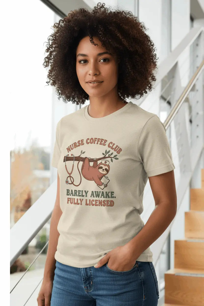 Nurse Coffee Club Tee — "Barely Awake, Fully Licensed" Funny Nurse Shirt - YOUSTOMIZE