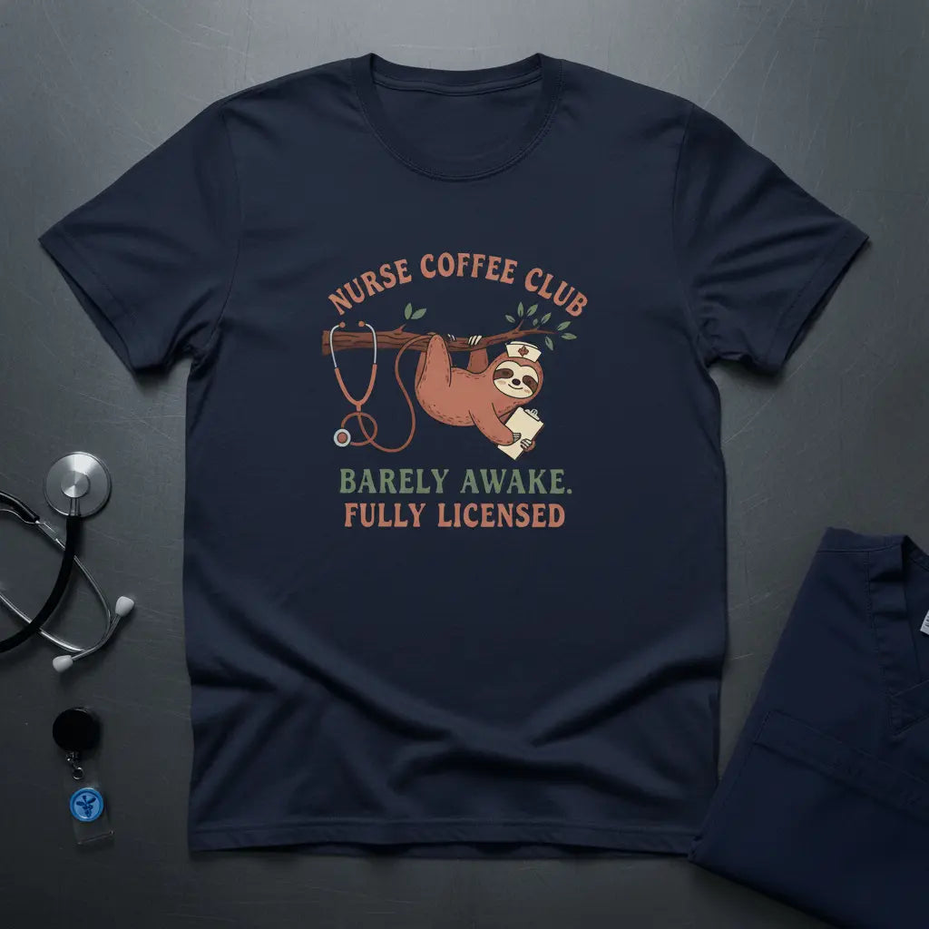 Nurse Coffee Club Tee — "Barely Awake, Fully Licensed" Funny Nurse Shirt - YOUSTOMIZE