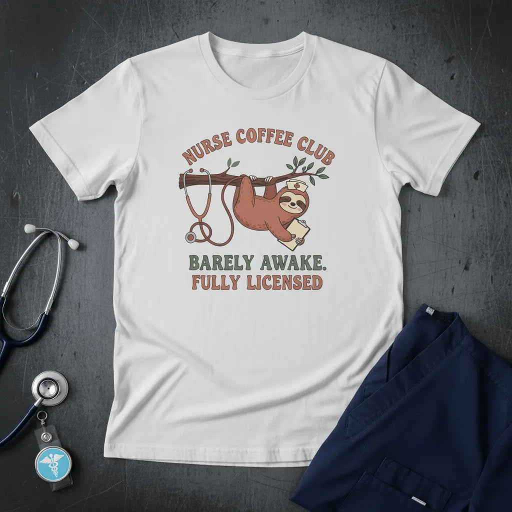 Nurse Coffee Club Tee — "Barely Awake, Fully Licensed" Funny Nurse Shirt - YOUSTOMIZE