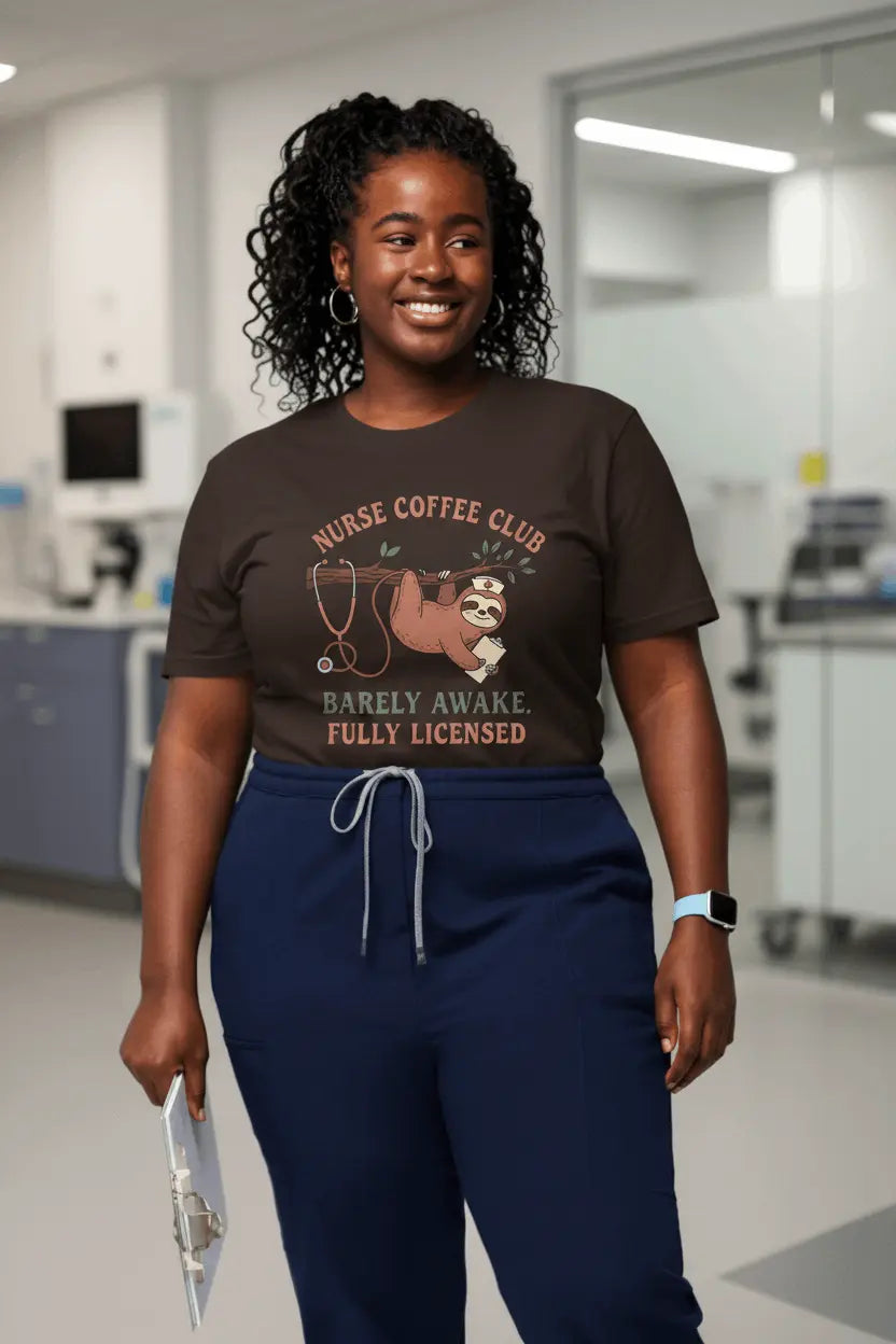 Nurse Coffee Club Tee — "Barely Awake, Fully Licensed" Funny Nurse Shirt - YOUSTOMIZE