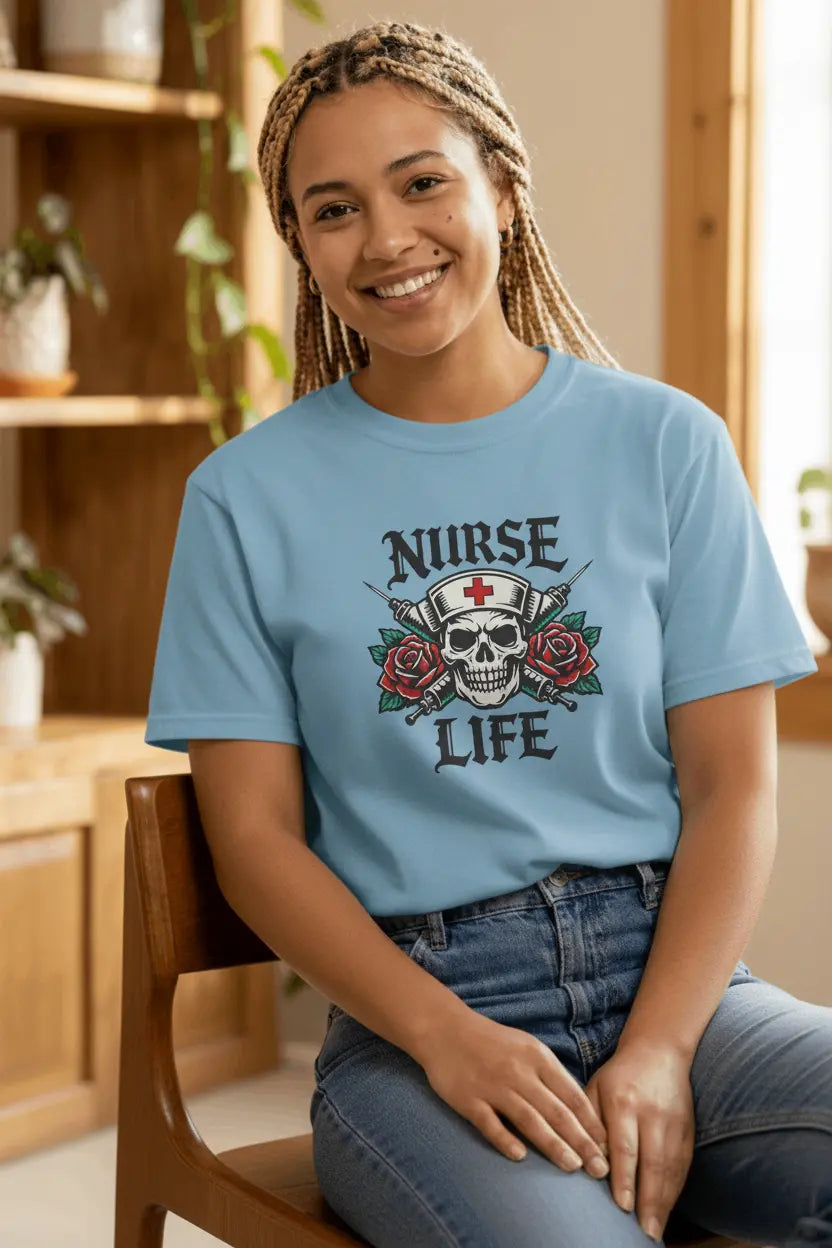 Nurse Life Skull - Female Light Blue 2