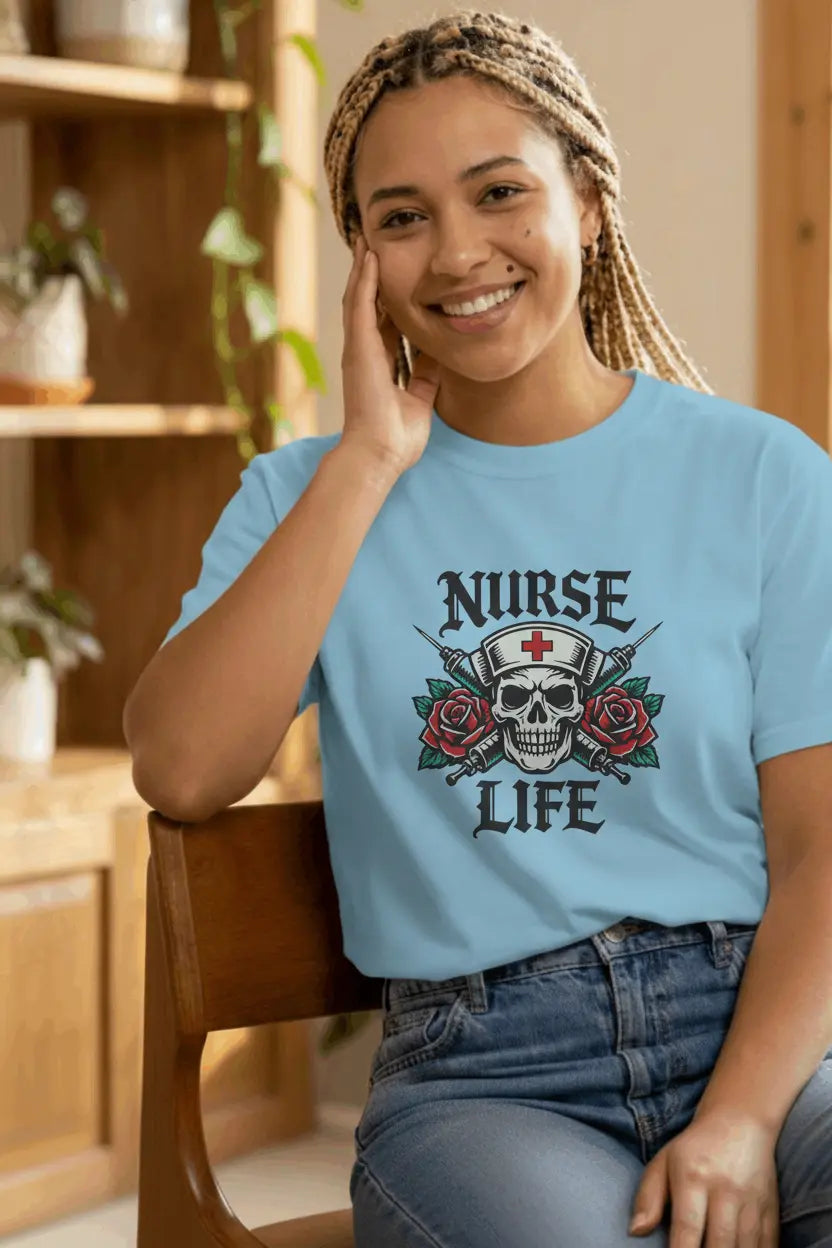 Nurse Life Skull - Female Light Blue 3