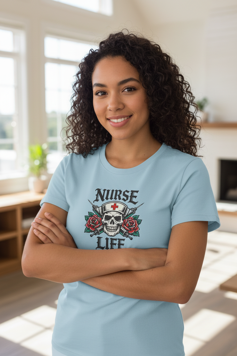 Nurse Life Skull - Light Blue Female