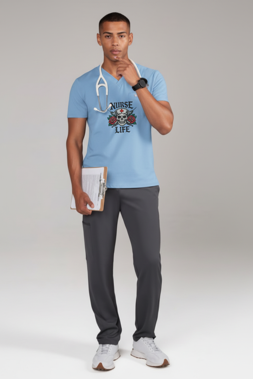 Nurse Life Skull - Male Light Blue