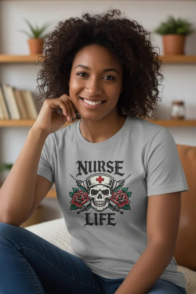 Nurse Life Skull - Sport Grey Female