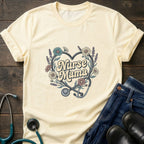 Nurse Mama Floral Stethoscope Retro Graphic Tee - Sport Grey / XS | YOUSTOMIZE
