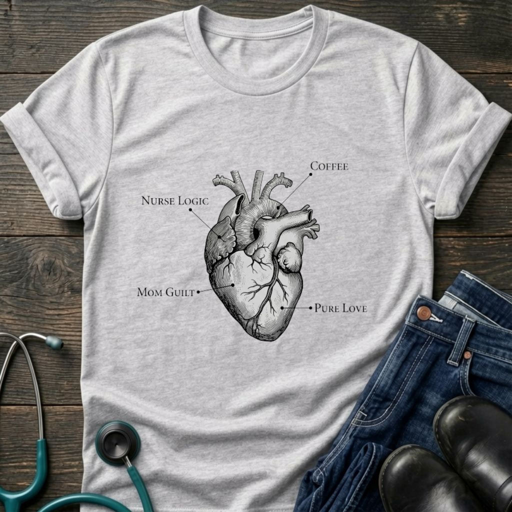 Nurse Mom Anatomical Heart Medical Illustration Tee - Sport Grey / XS | YOUSTOMIZE