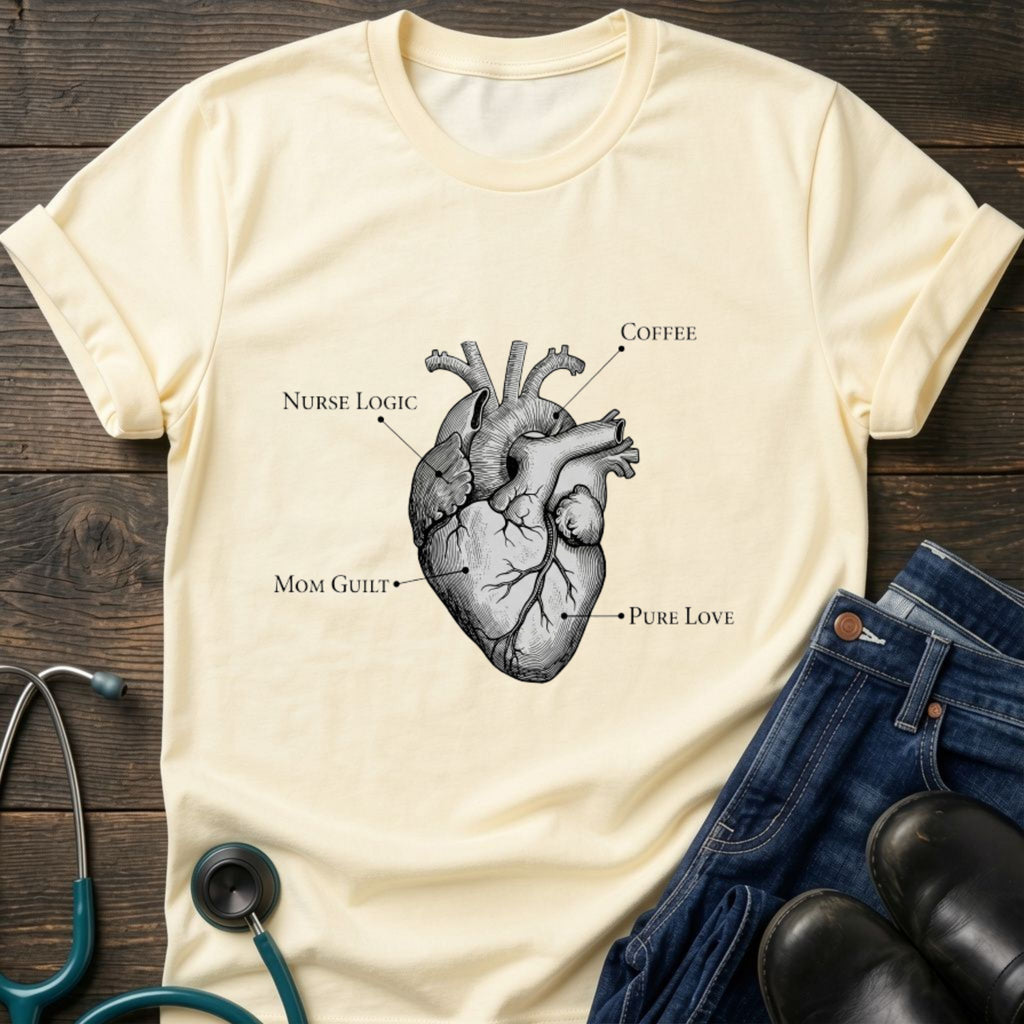 Nurse Mom Anatomical Heart Medical Illustration Tee - Sport Grey / XS | YOUSTOMIZE