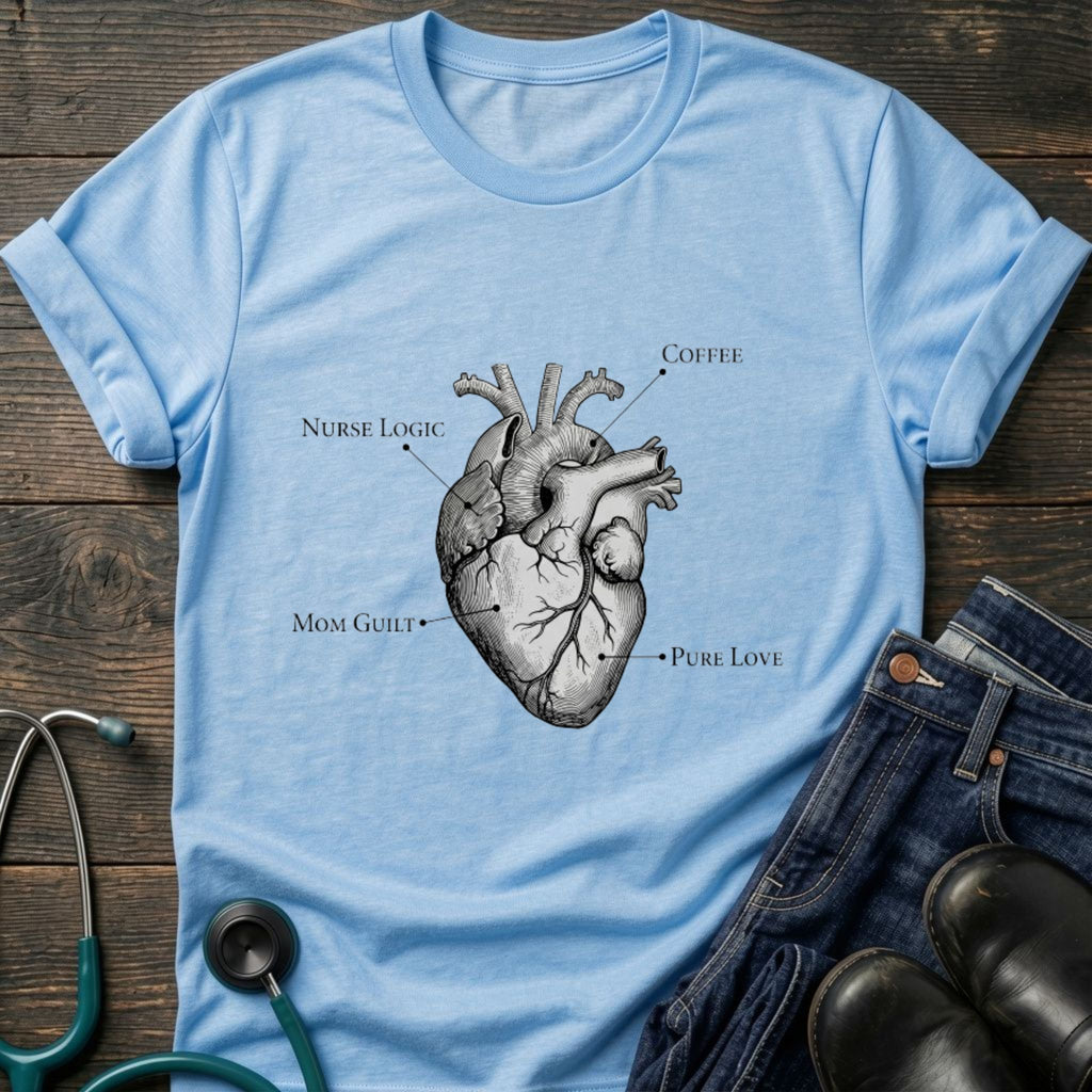 Nurse Mom Anatomical Heart Medical Illustration Tee - Sport Grey / XS | YOUSTOMIZE