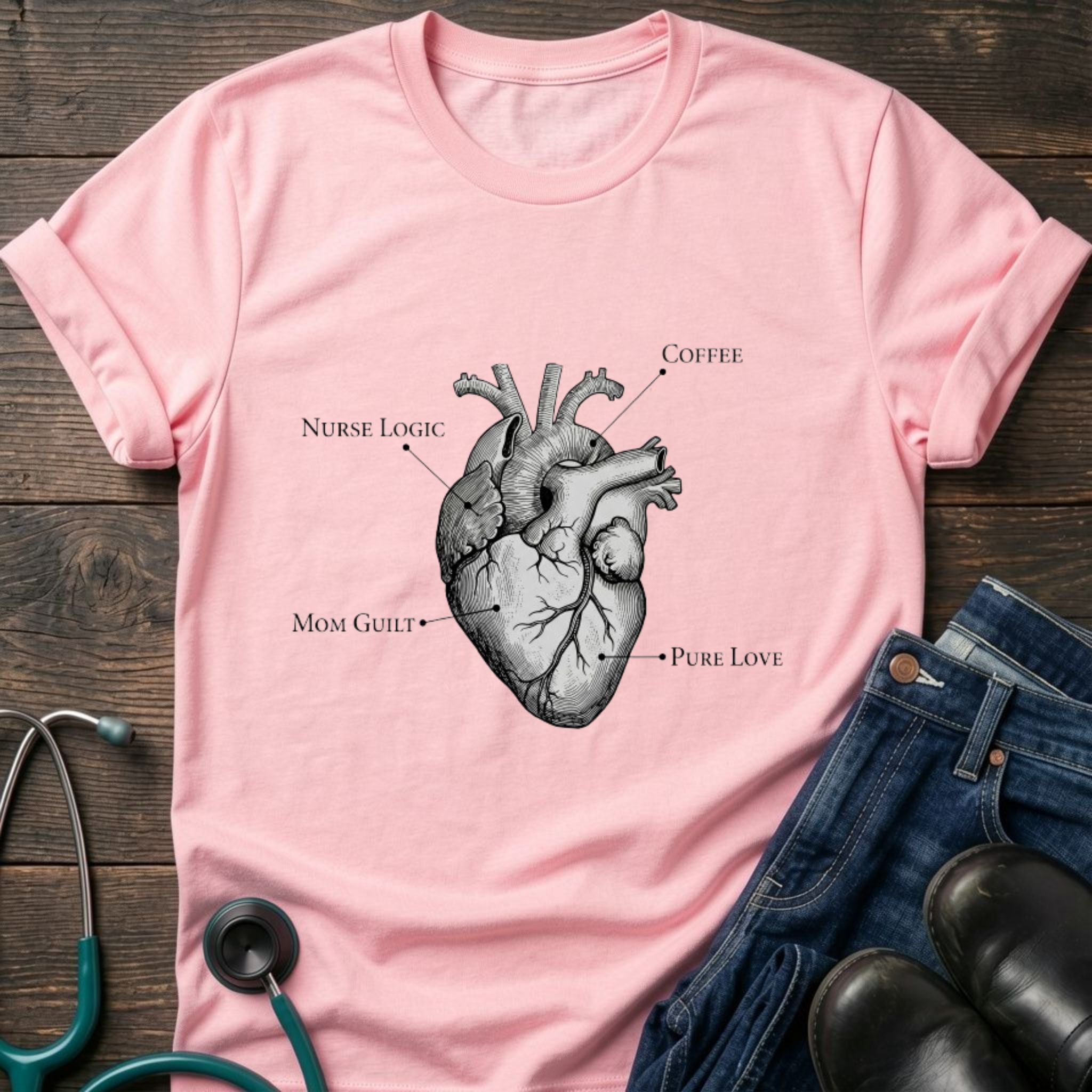 Nurse Mom Anatomical Heart Medical Illustration Tee - Sport Grey / XS | YOUSTOMIZE