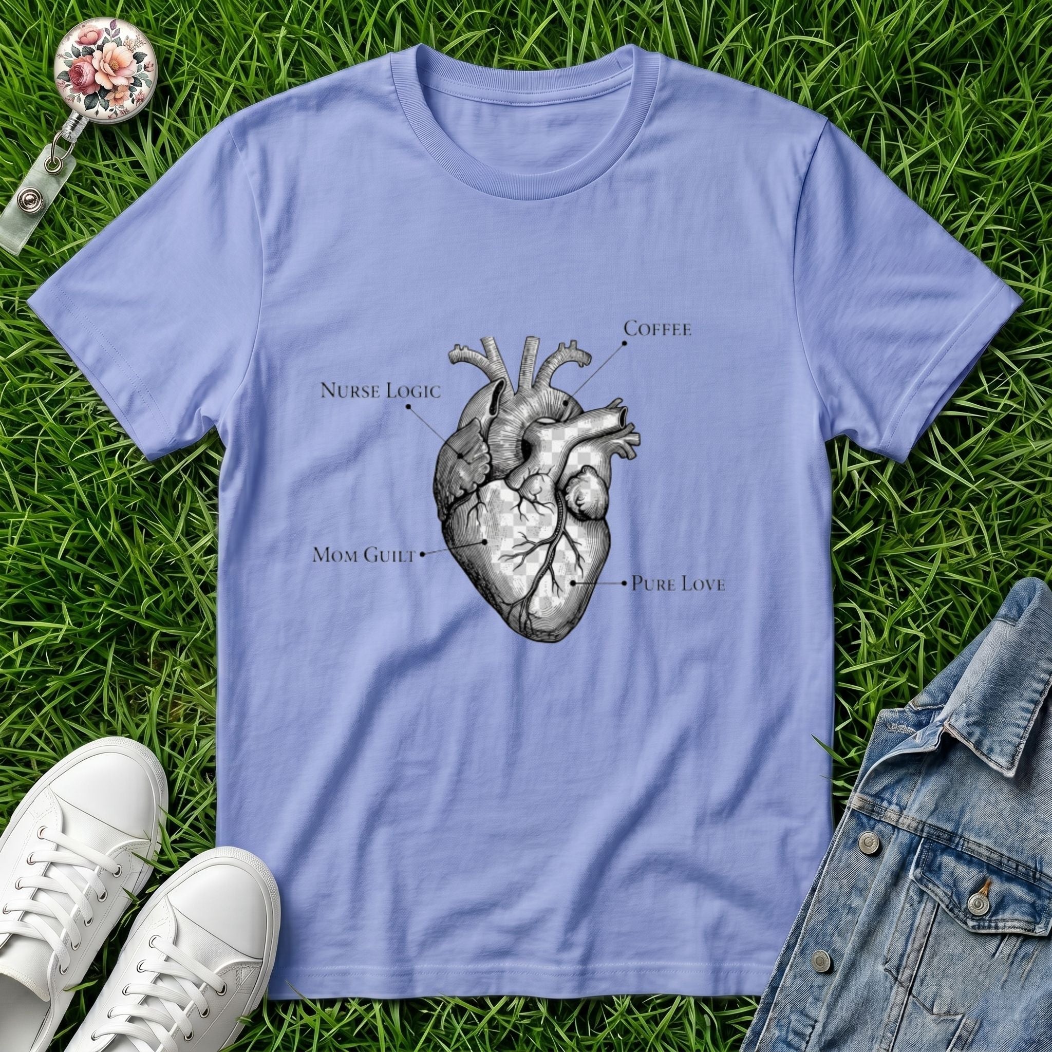 Nurse Mom Anatomical Heart T-Shirt — Vintage Medical Illustration Tee-Sport Grey / XS-YOUSTOMIZE