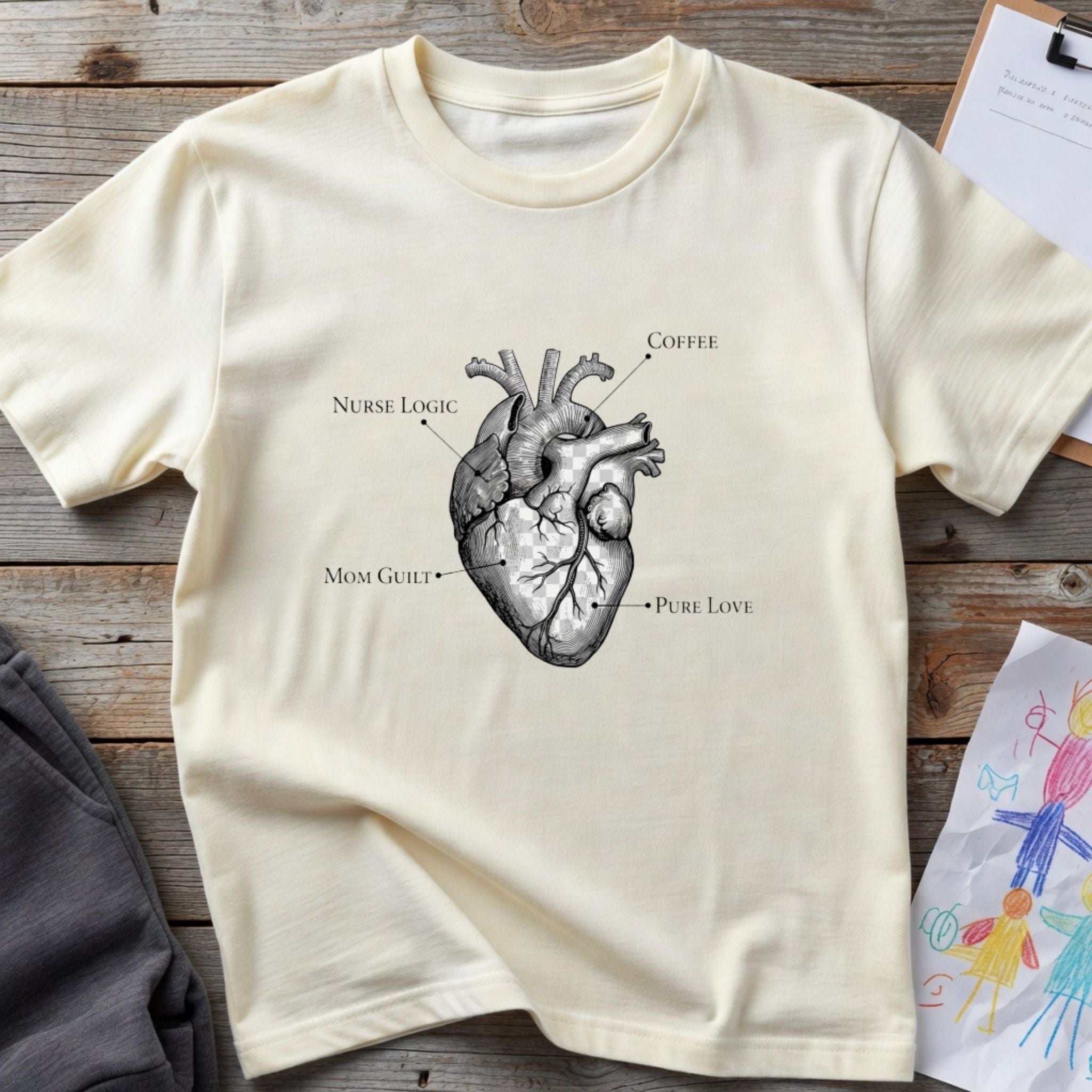 Nurse Mom Anatomical Heart T-Shirt — Vintage Medical Illustration Tee-Sport Grey / XS-YOUSTOMIZE