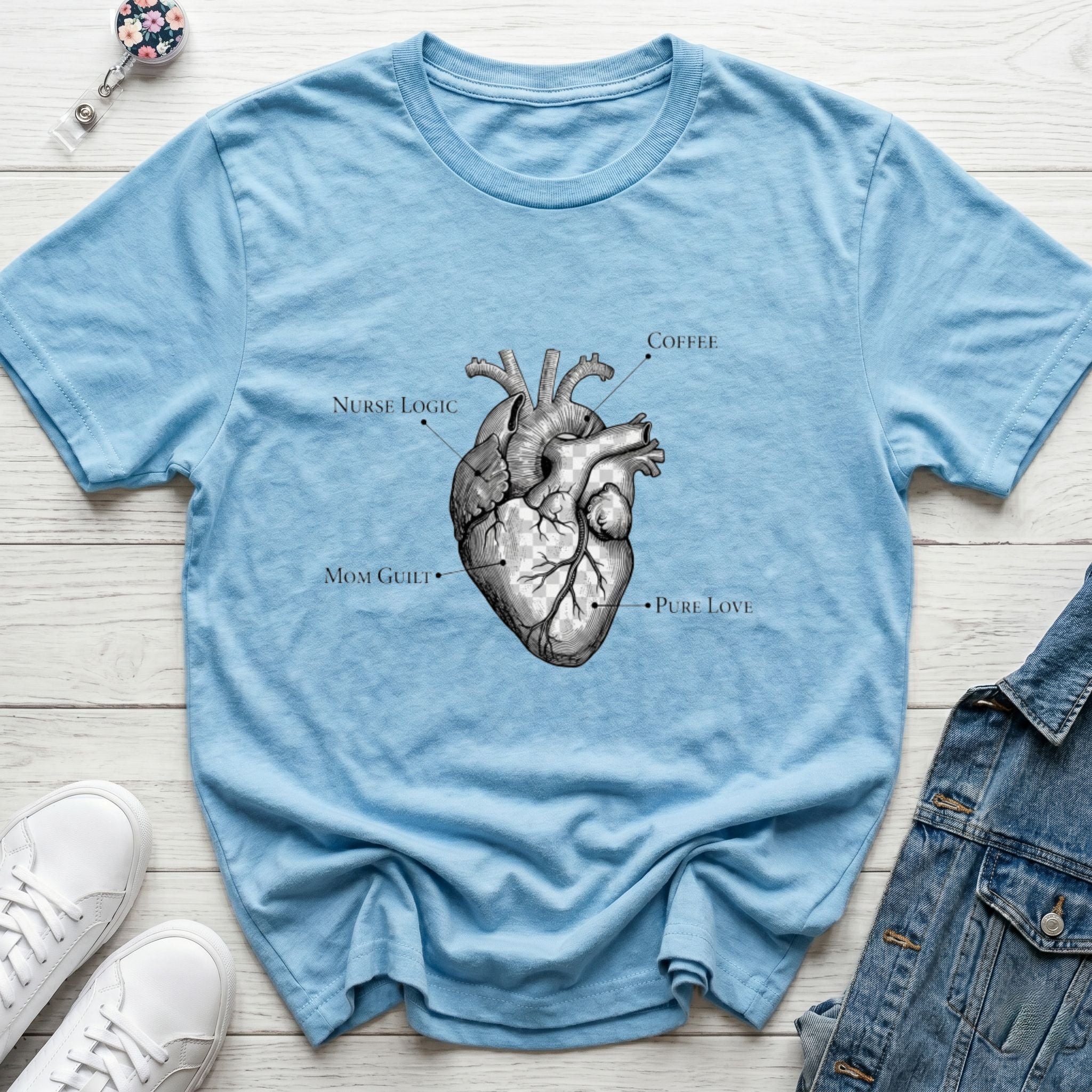 Nurse Mom Anatomical Heart T-Shirt — Vintage Medical Illustration Tee-Sport Grey / XS-YOUSTOMIZE