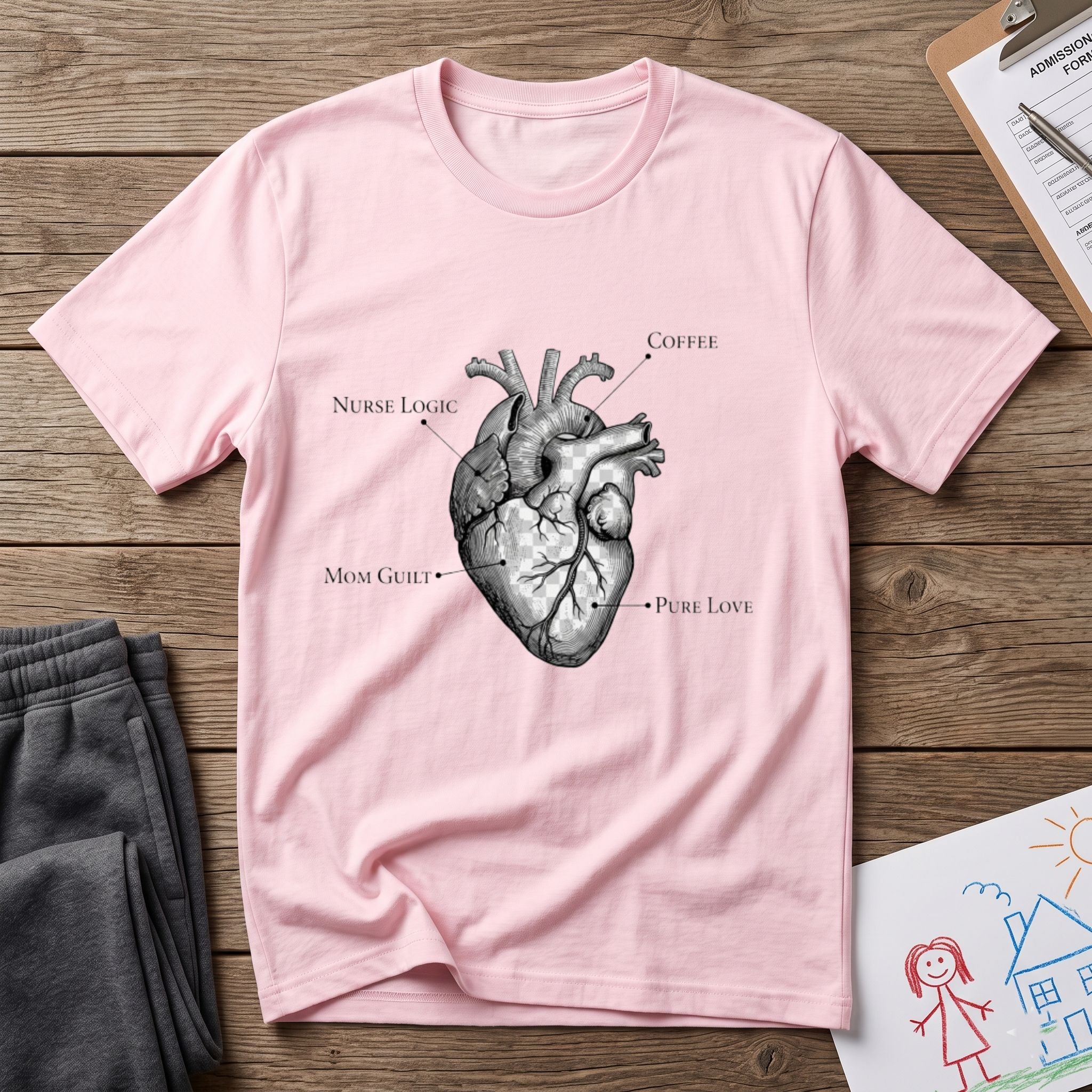 Nurse Mom Anatomical Heart T-Shirt — Vintage Medical Illustration Tee-Sport Grey / XS-YOUSTOMIZE
