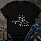 Nurse Mom Heartbeat Stethoscope Line Art Tee - Dark Heather Grey / XS | YOUSTOMIZE