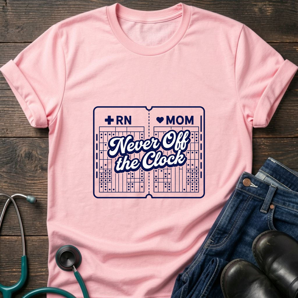 Nurse Mom Never Off the Clock Tee - Light Pink / S | YOUSTOMIZE