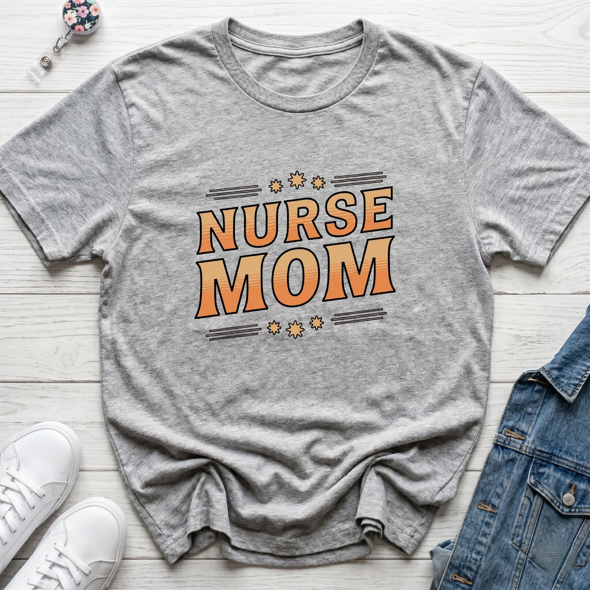 Nurse Mom T-Shirt — Cute Retro Nurse Mom Gift for Mother’s Day-Sport Grey / XS-YOUSTOMIZE