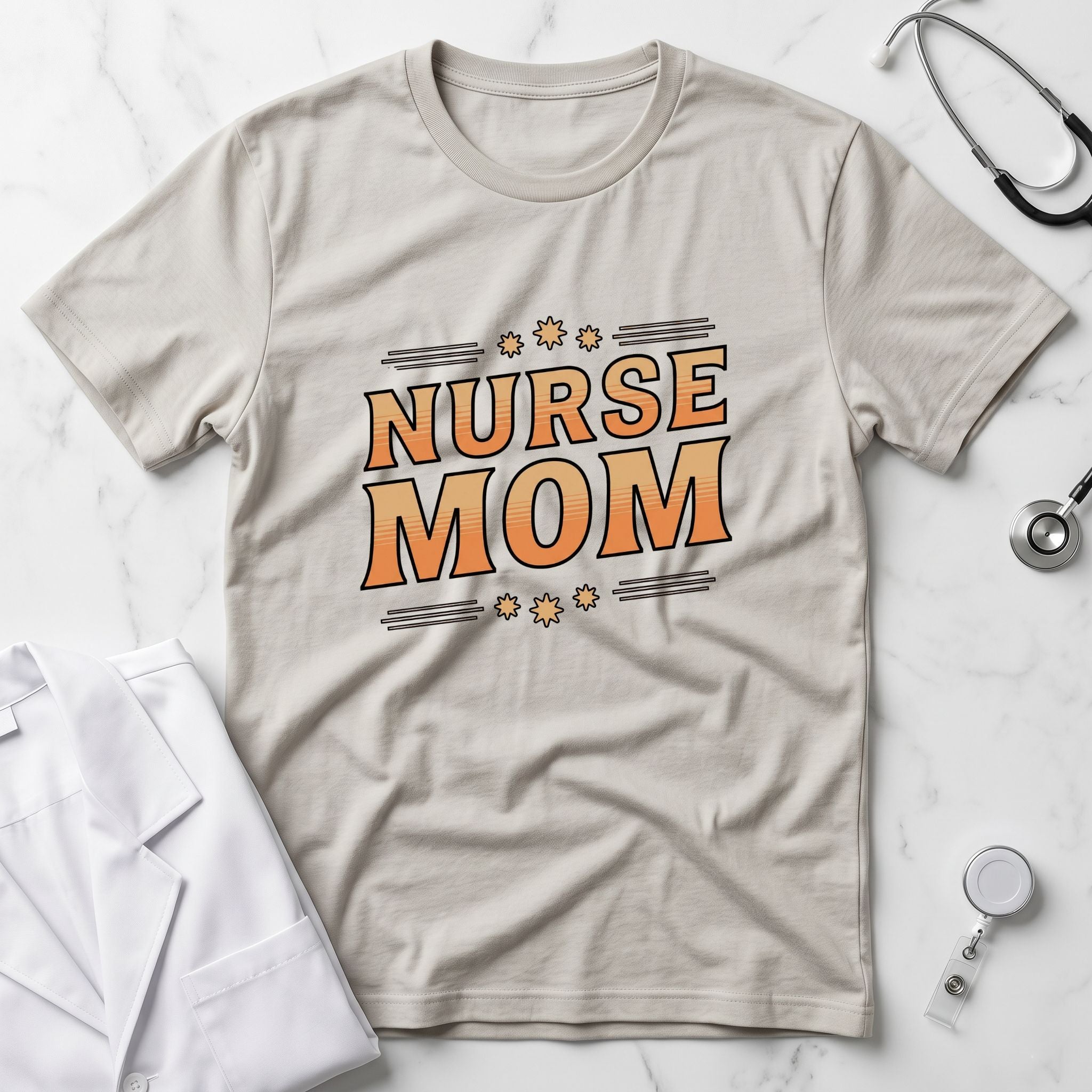 Nurse Mom T-Shirt — Cute Retro Nurse Mom Gift for Mother’s Day-Sport Grey / XS-YOUSTOMIZE