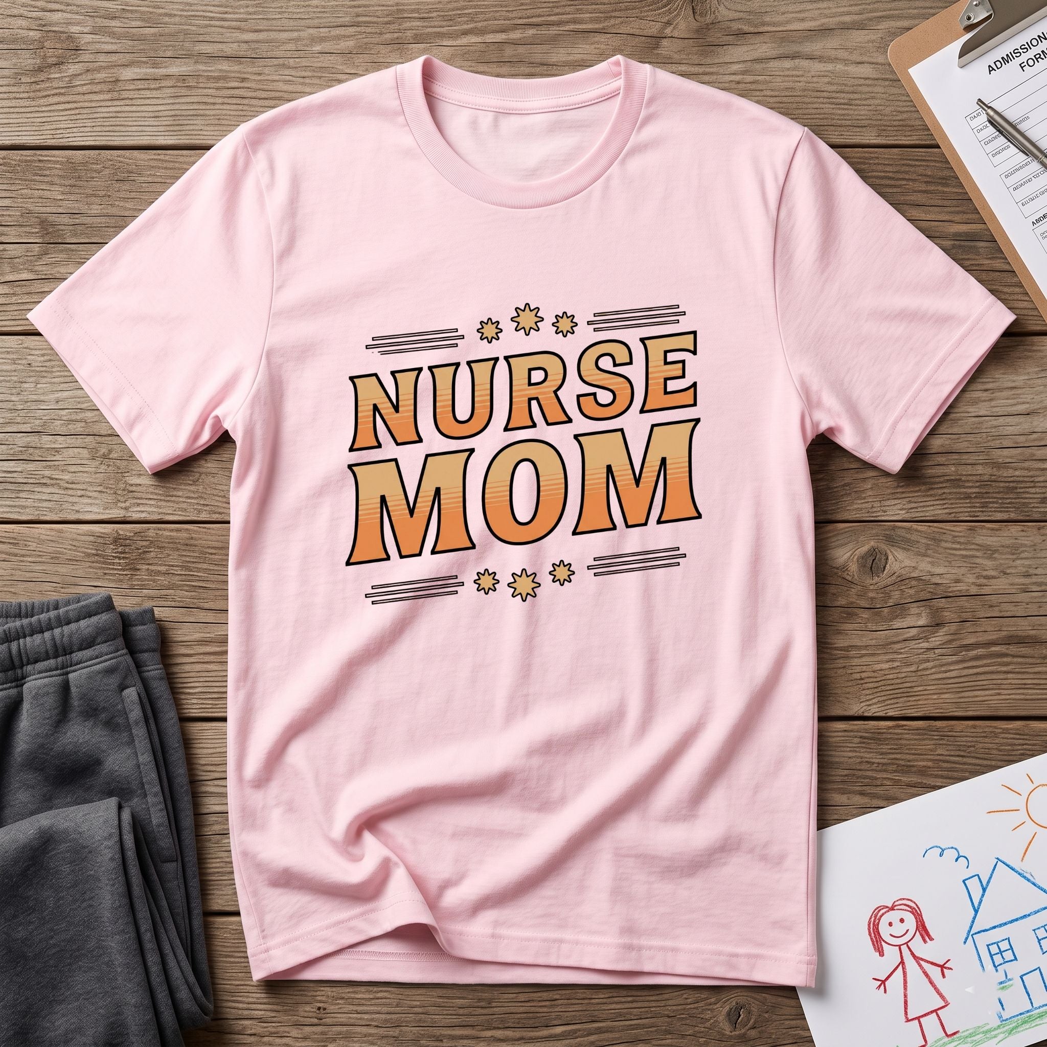 Nurse Mom T-Shirt — Cute Retro Nurse Mom Gift for Mother’s Day-Sport Grey / XS-YOUSTOMIZE