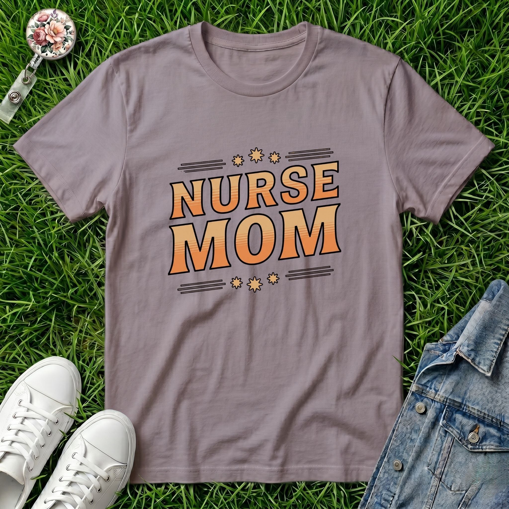 Nurse Mom T-Shirt — Cute Retro Nurse Mom Gift for Mother’s Day-Sport Grey / XS-YOUSTOMIZE