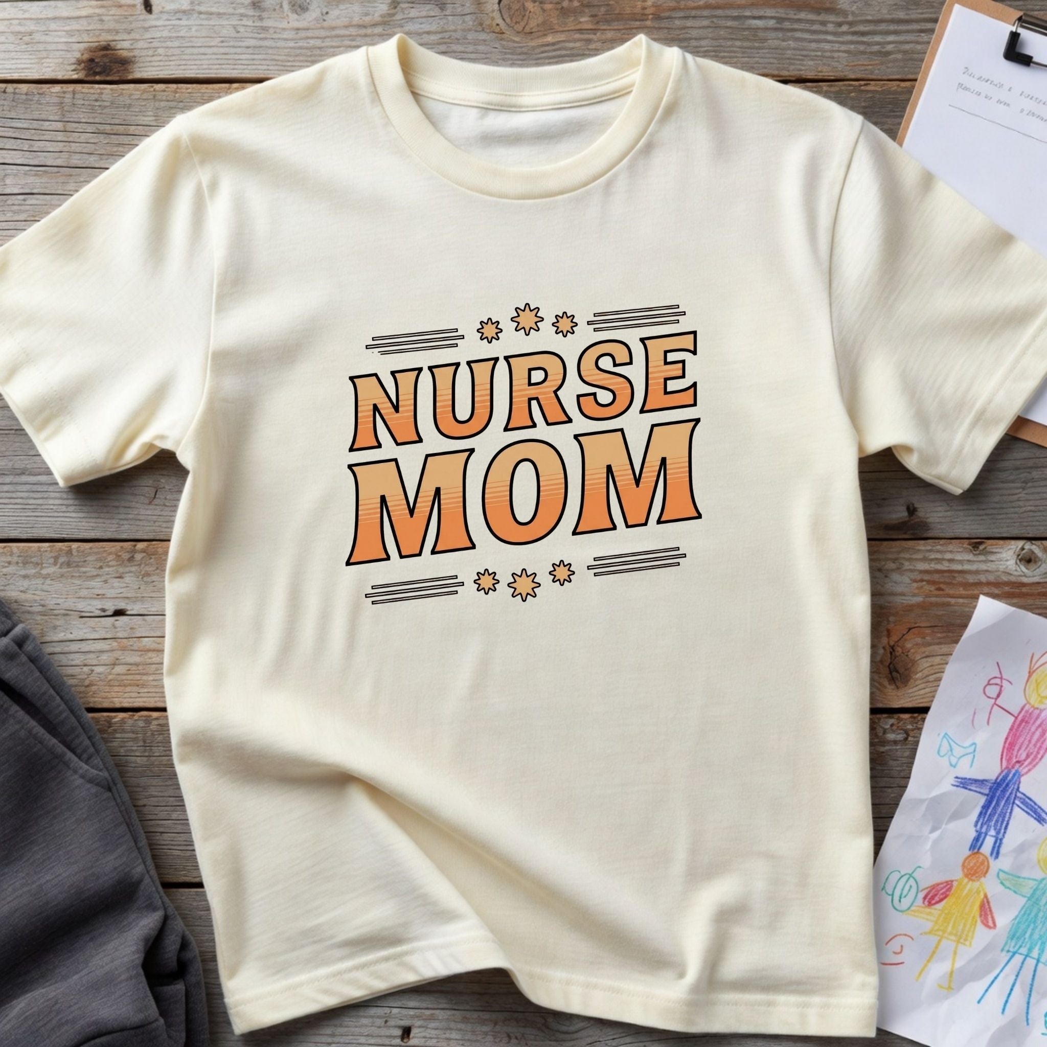 Nurse Mom T-Shirt — Cute Retro Nurse Mom Gift for Mother’s Day-Sport Grey / XS-YOUSTOMIZE
