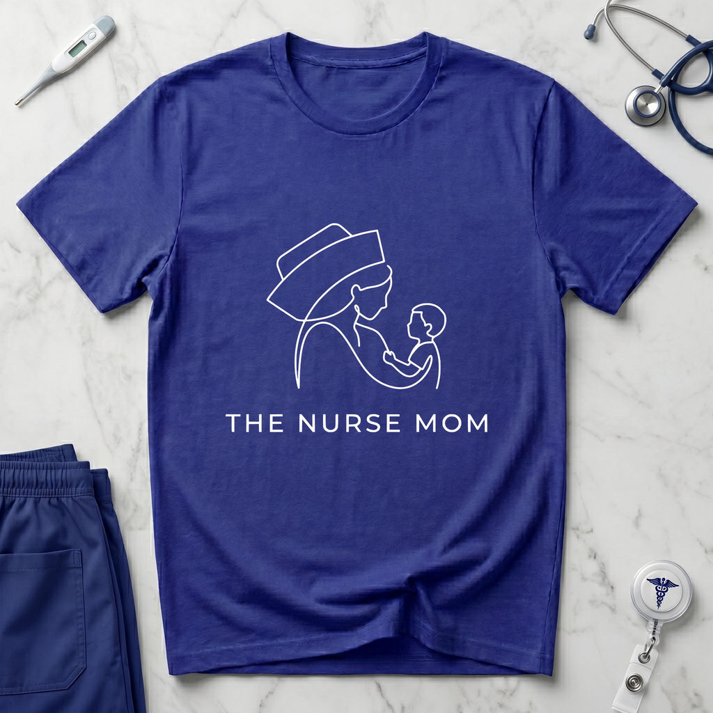 Nurse Mom T-Shirt — Minimalist Line Art Mother & Baby Tee-Navy / XS-YOUSTOMIZE