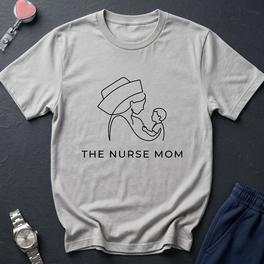 Nurse Mom T-Shirt — Minimalist Line Art Mother & Baby Tee-Navy / XS-YOUSTOMIZE