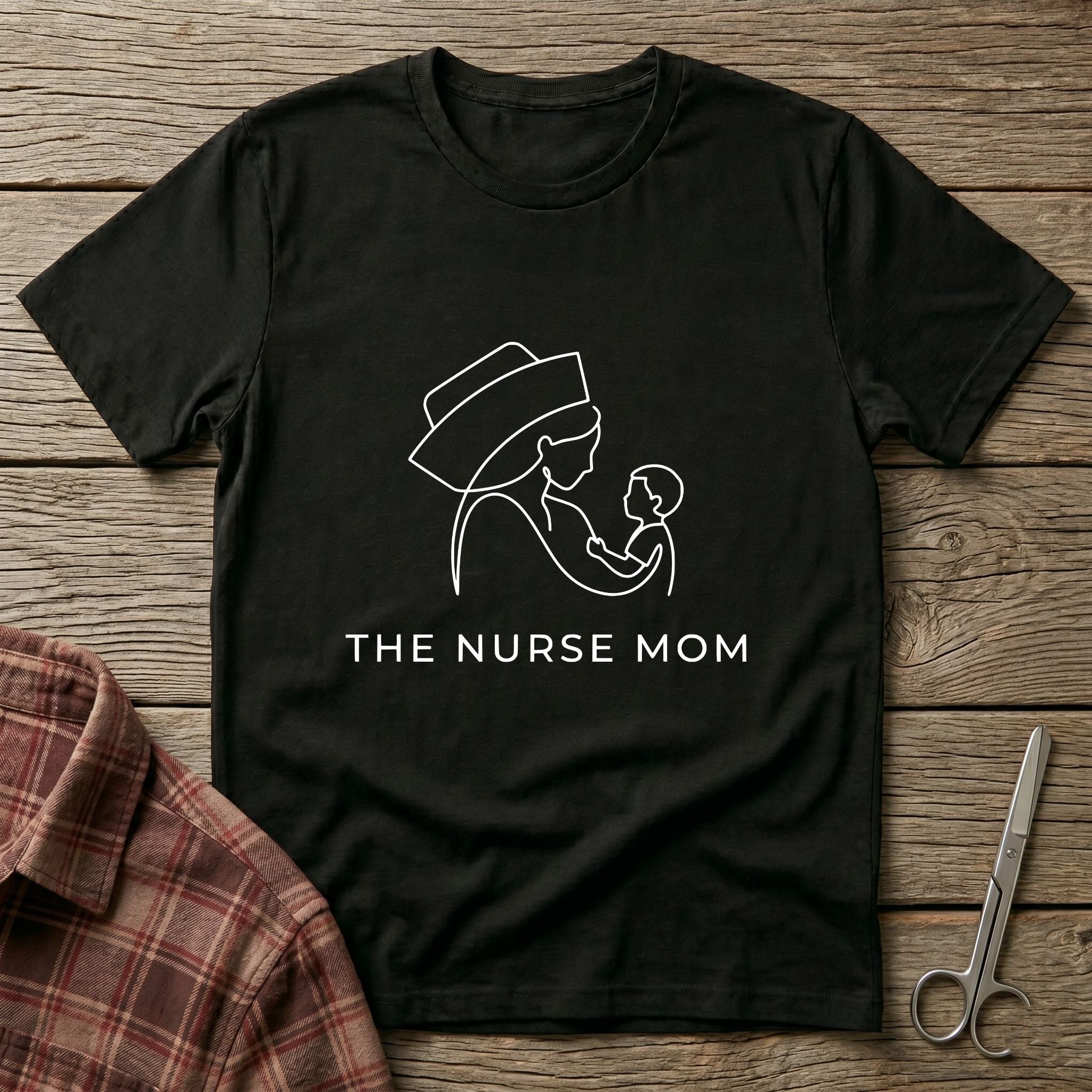 Nurse Mom T-Shirt — Minimalist Line Art Mother & Baby Tee-Navy / XS-YOUSTOMIZE
