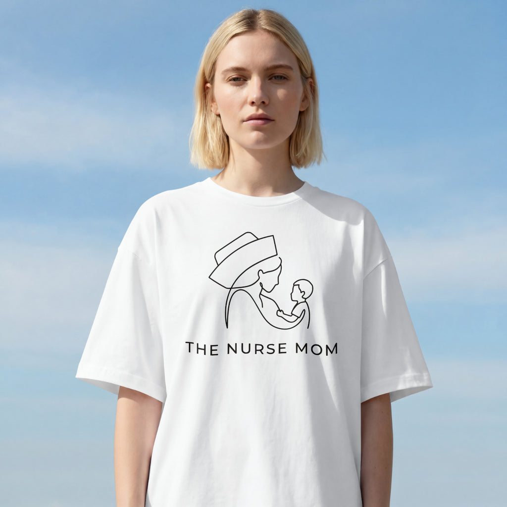 Nurse Mom T-Shirt — Minimalist Line Art Mother & Baby Tee-Navy / XS-YOUSTOMIZE