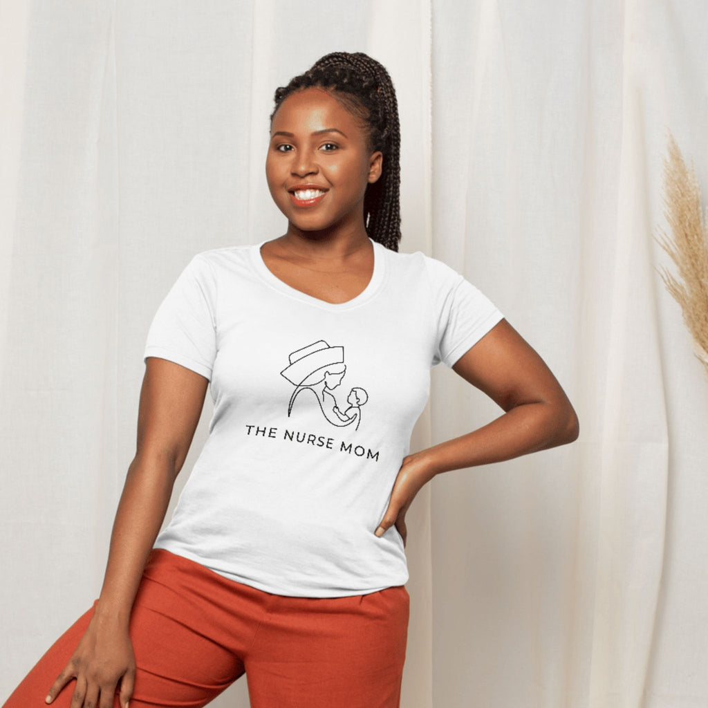 Nurse Mom T-Shirt — Minimalist Line Art Mother & Baby Tee-Navy / XS-YOUSTOMIZE