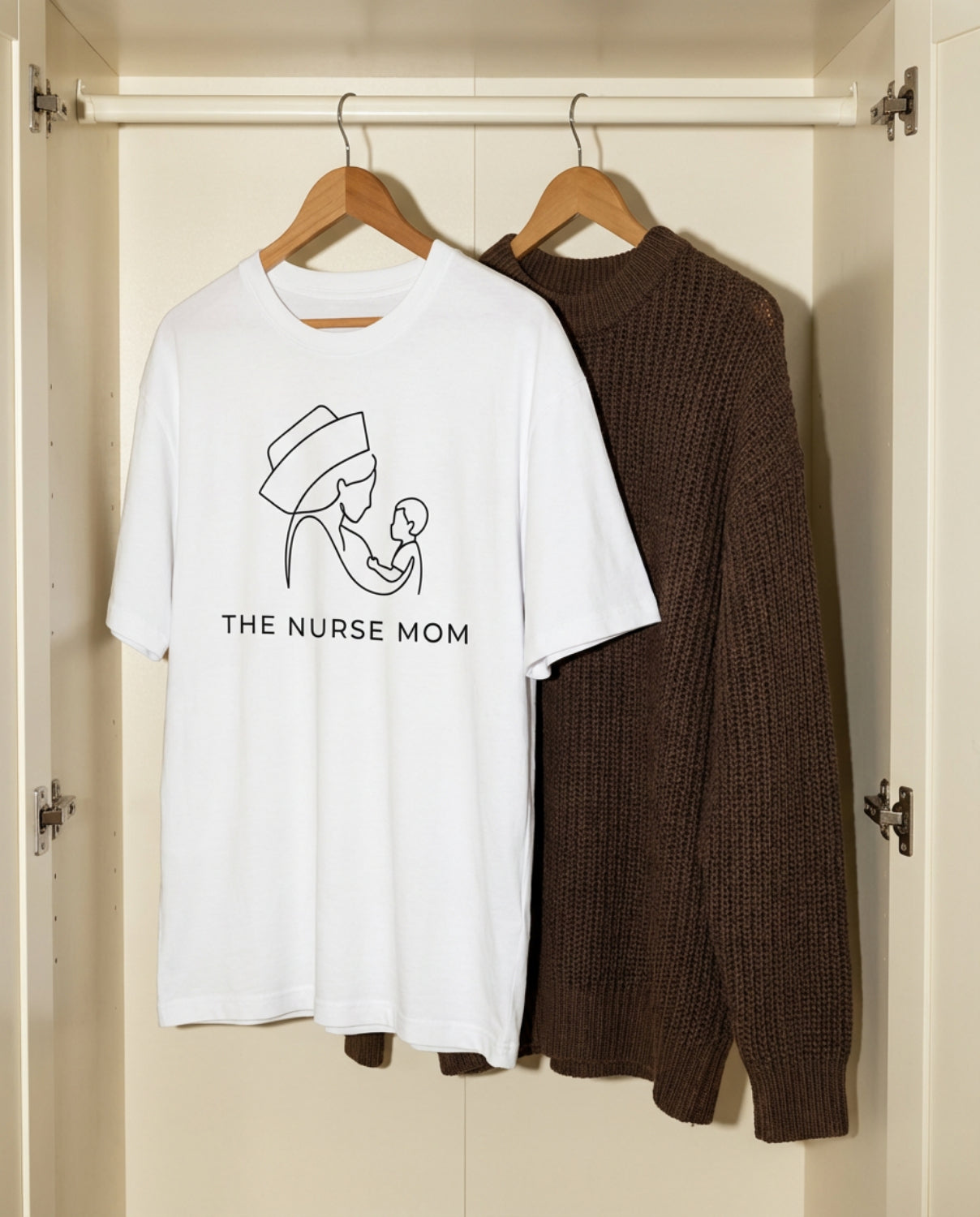 Nurse Mom T-Shirt — Minimalist Line Art Mother & Baby Tee-Navy / XS-YOUSTOMIZE