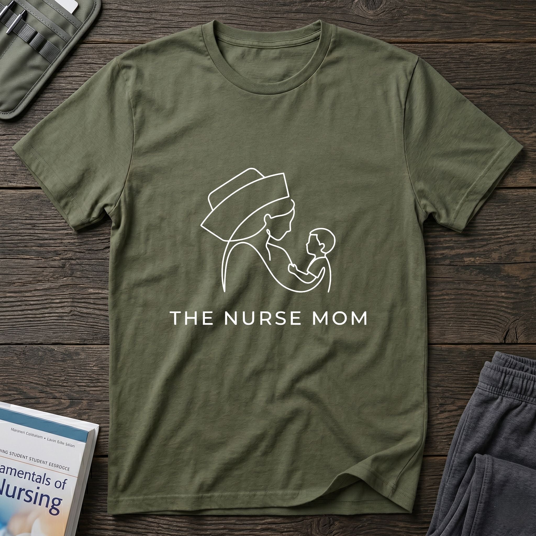 Nurse Mom T-Shirt — Minimalist Line Art Mother & Baby Tee-Navy / XS-YOUSTOMIZE
