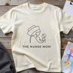 Nurse Mom T-Shirt — Minimalist Line Art Mother & Baby Tee-Navy / XS-YOUSTOMIZE