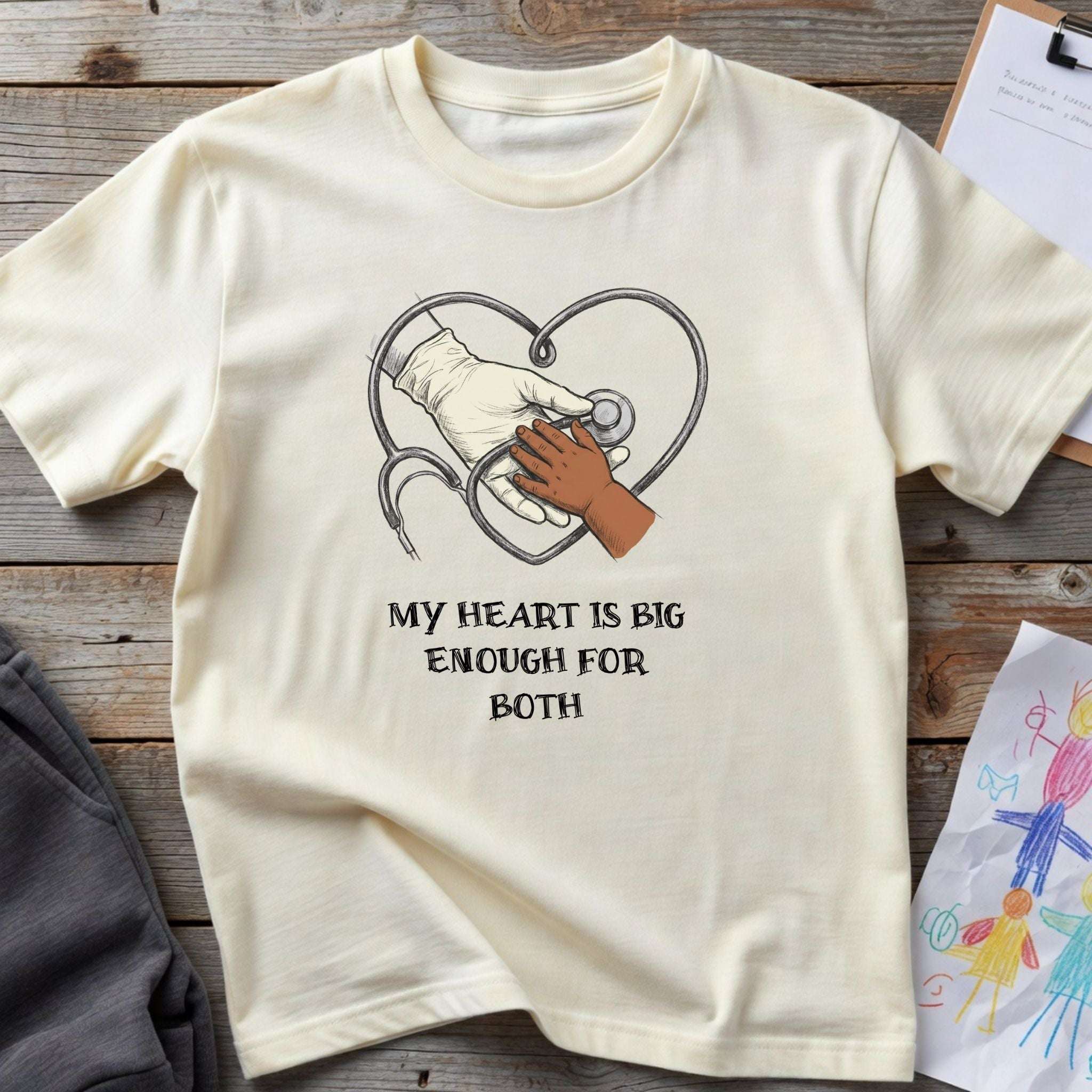 Nurse Mom T-Shirt — "My Heart Is Big Enough For Both" - Sport Grey / XS YOUSTOMIZE
