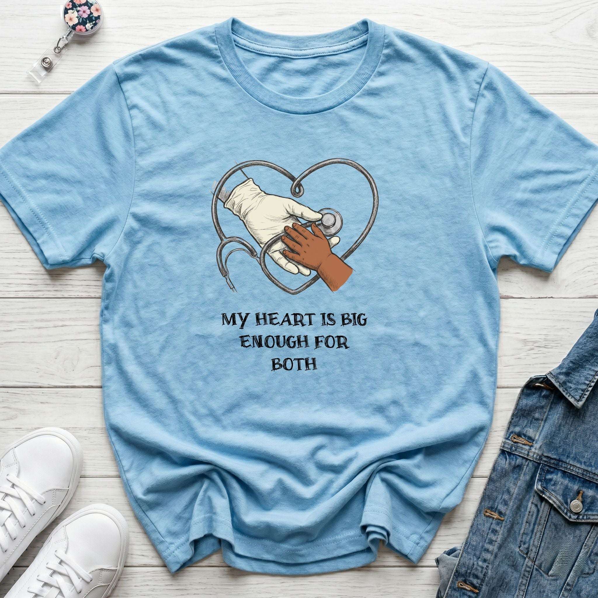 Nurse Mom T-Shirt — "My Heart Is Big Enough For Both" - Sport Grey / XS YOUSTOMIZE