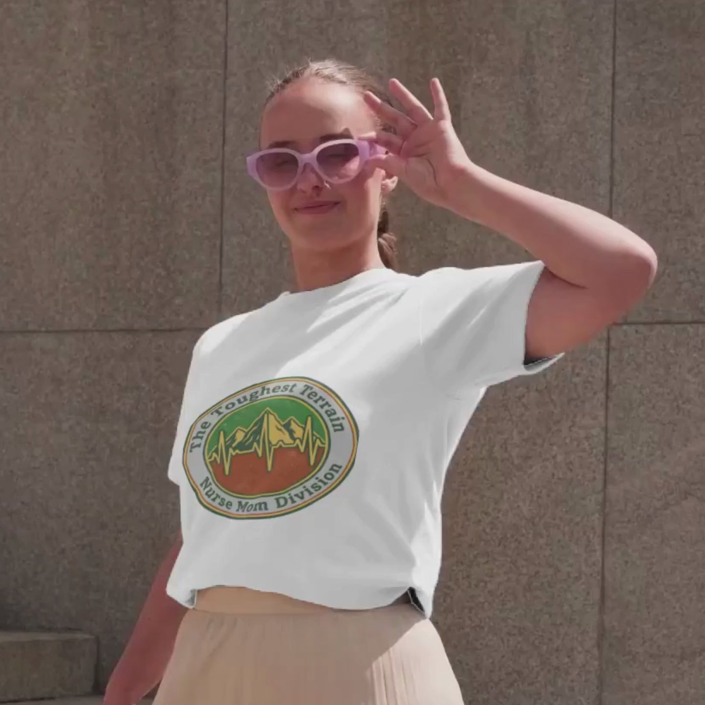 Nurse Mom Division T-Shirt — "The Toughest Terrain" Vintage Mountain EKG Tee