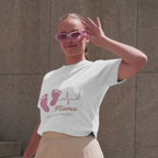 Mama Healing Hands T-Shirt — Baby Footprint & Heartbeat Maternity Tee for Nurse Moms