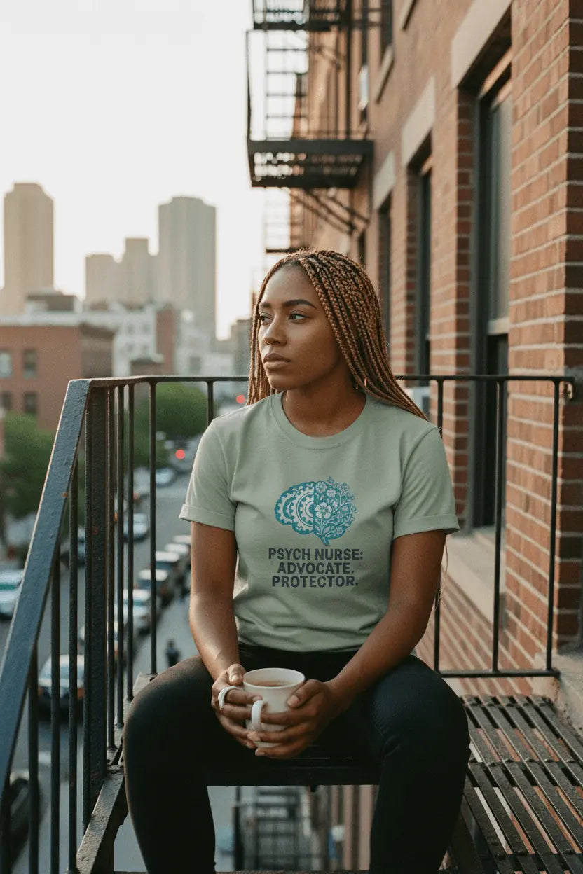 Psych Nurse T-Shirt — "Psych Nurse: Advocate. Protector." Teal Brain Design - YOUSTOMIZE