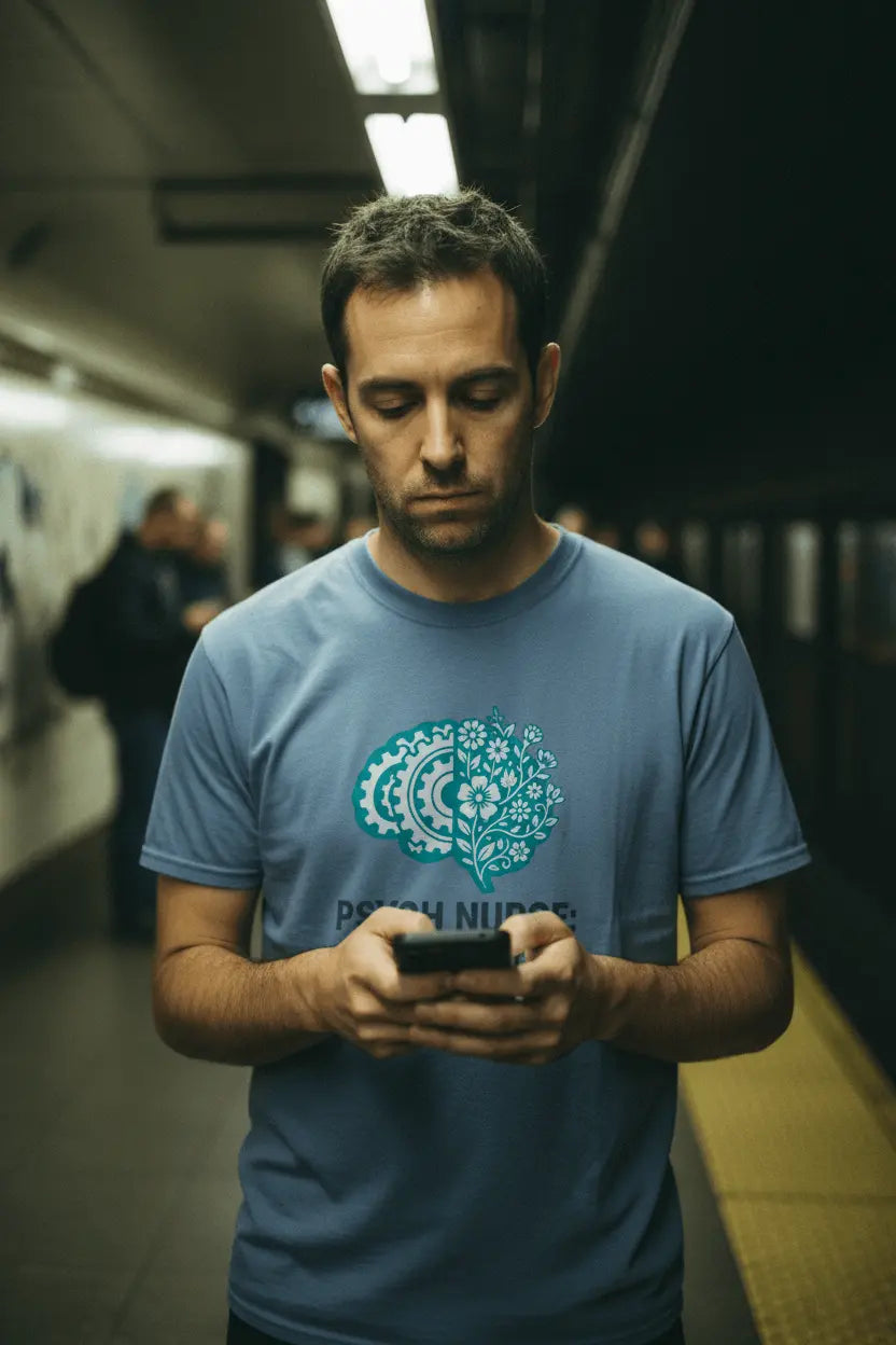 Psych Nurse T-Shirt — "Psych Nurse: Advocate. Protector." Teal Brain Design - YOUSTOMIZE