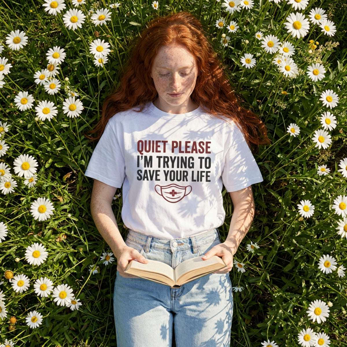 Quiet Please I'm Trying to Save Your Life T-Shirt — Nurse Healthcare Graphic Tee-Sport Grey / XS-YOUSTOMIZE