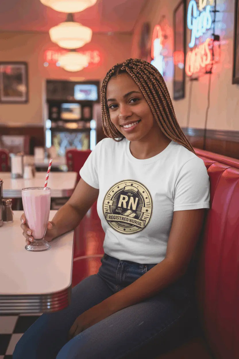 Registered Nurse RN Badge T-Shirt — Vintage Gold Nurse Pride Tee - YOUSTOMIZE