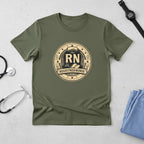 Registered Nurse RN Badge T-Shirt — Vintage Gold Nurse Pride Tee - YOUSTOMIZE