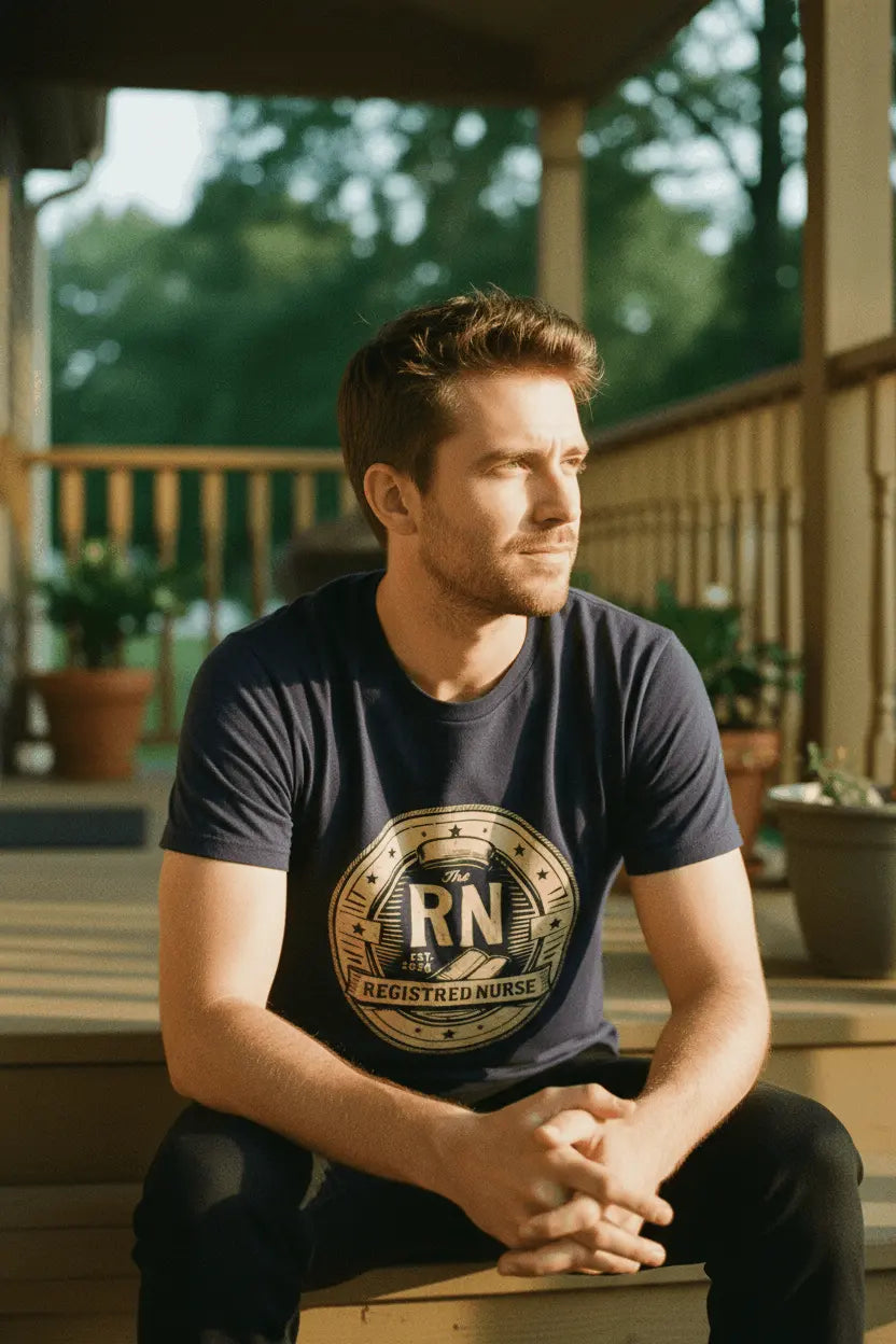 Registered Nurse RN Badge T-Shirt — Vintage Gold Nurse Pride Tee - YOUSTOMIZE