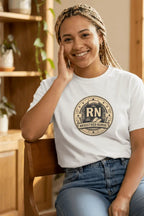 Registered Nurse RN Badge T-Shirt — Vintage Gold Nurse Pride Tee - YOUSTOMIZE