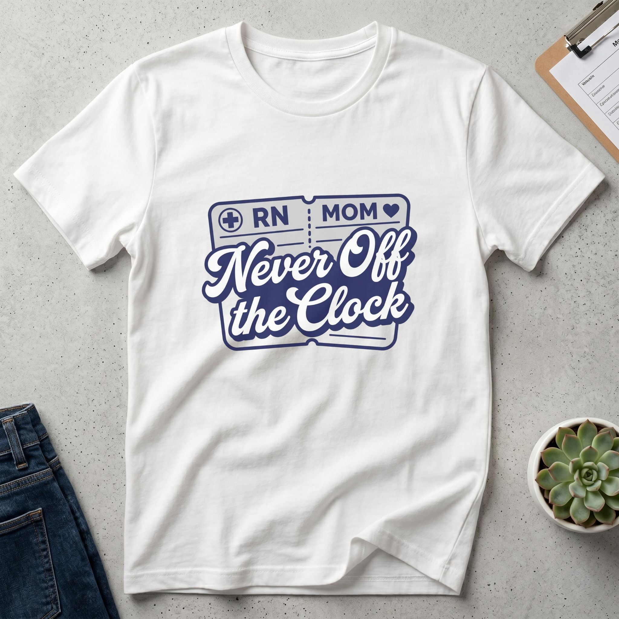 RN Mom T-Shirt — "Never Off the Clock" Nurse Mom Graphic Tee-Sport Grey / XS-YOUSTOMIZE
