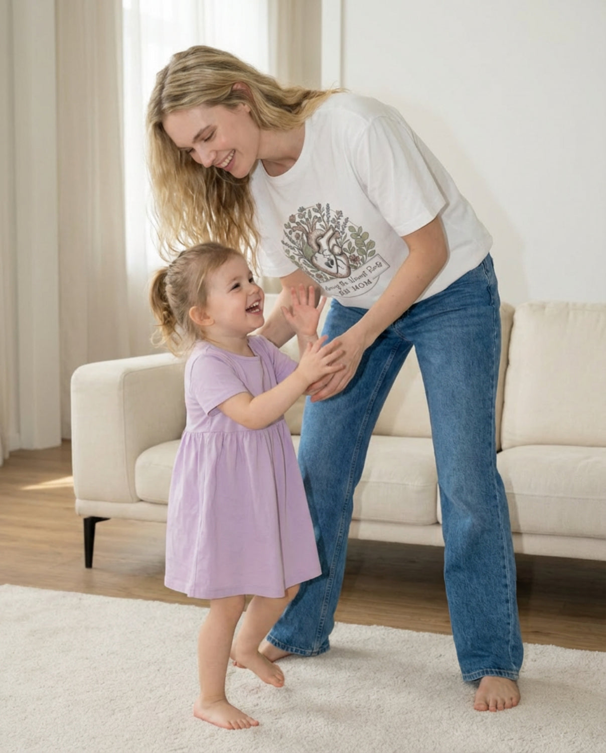 RN Mom T-Shirt — Nurturing the Human Heart Floral Design-Natural / S-YOUSTOMIZE