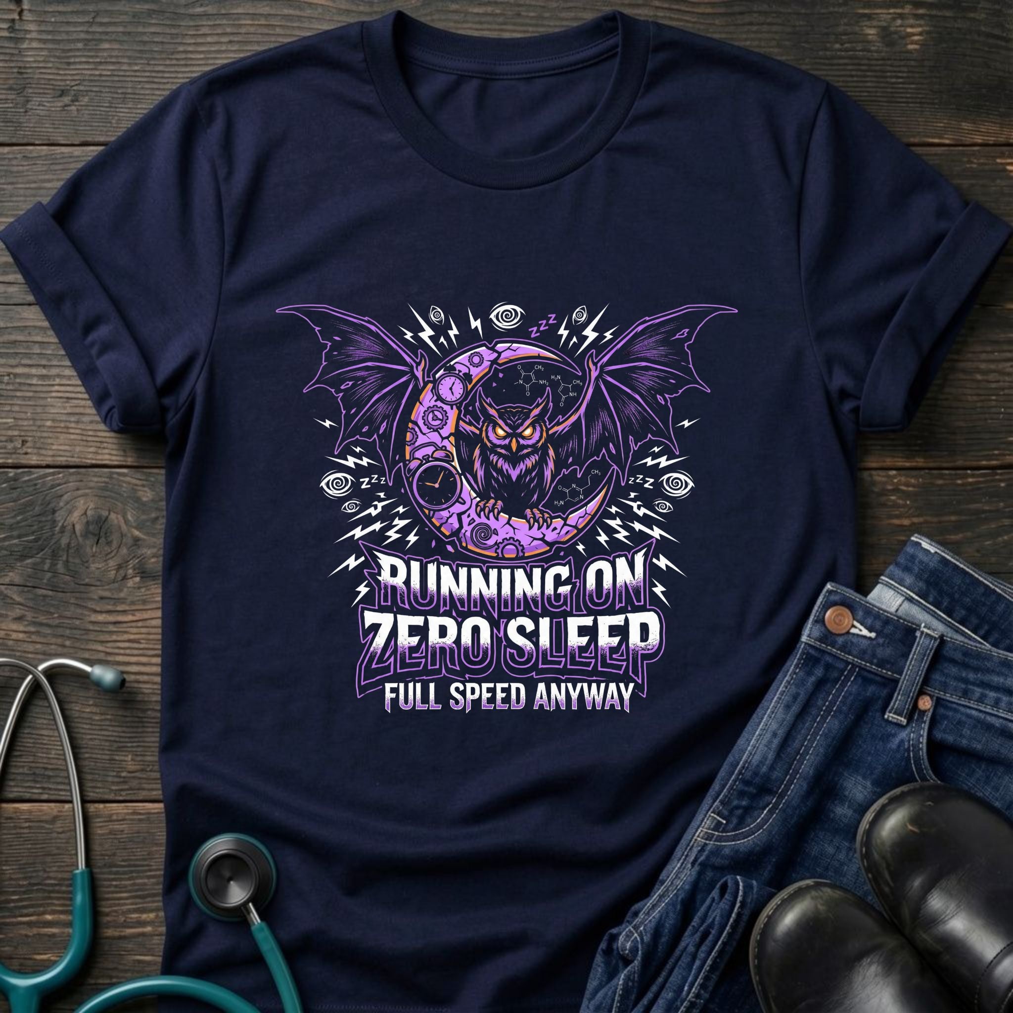 Running on Zero Sleep Full Speed Anyway Nurse Tee - Natural / S | YOUSTOMIZE