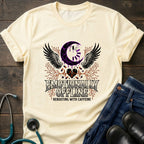 Skull Moon Wings Gothic Nurse Dark Aesthetic Tee - Natural / S | YOUSTOMIZE